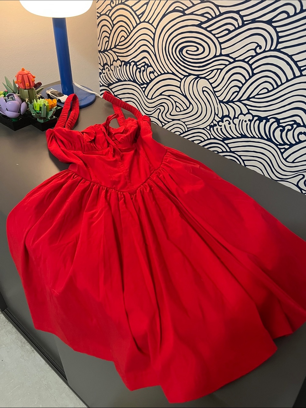 iris Red Midi Twirl Dress